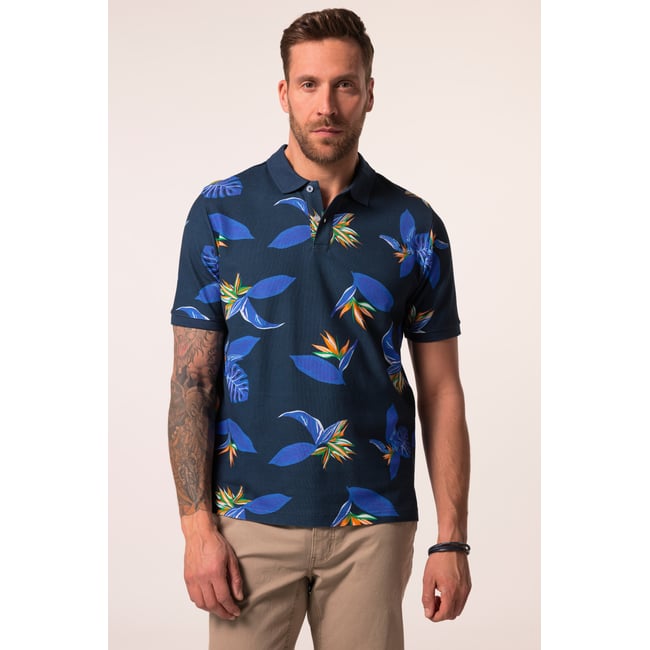 Polo en tissu piqué bleu asphalte <span itemprop=