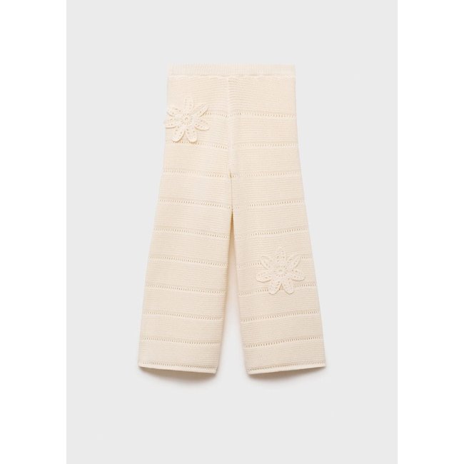 Pantalon en maille détail en rochet blanc cassé <span itemprop=