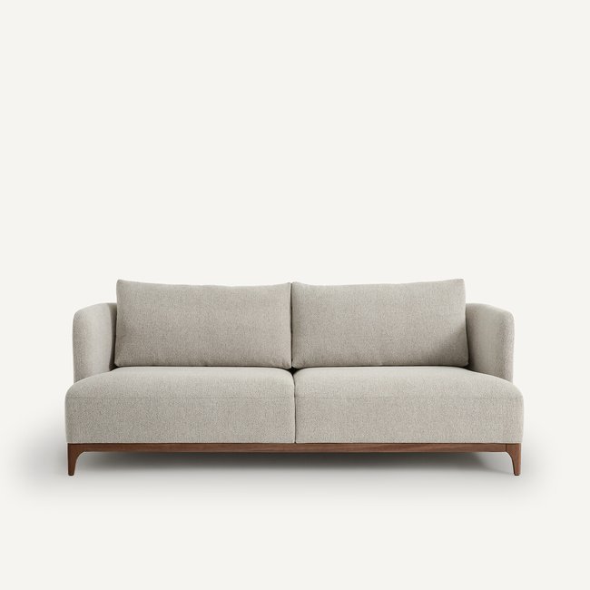 Sofá compacto em chenille, Jabote natural <span itemprop=
