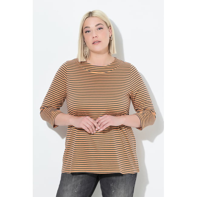 T-shirt rayé, col ras du cou et manches 3/4 - ULLA POPKEN
