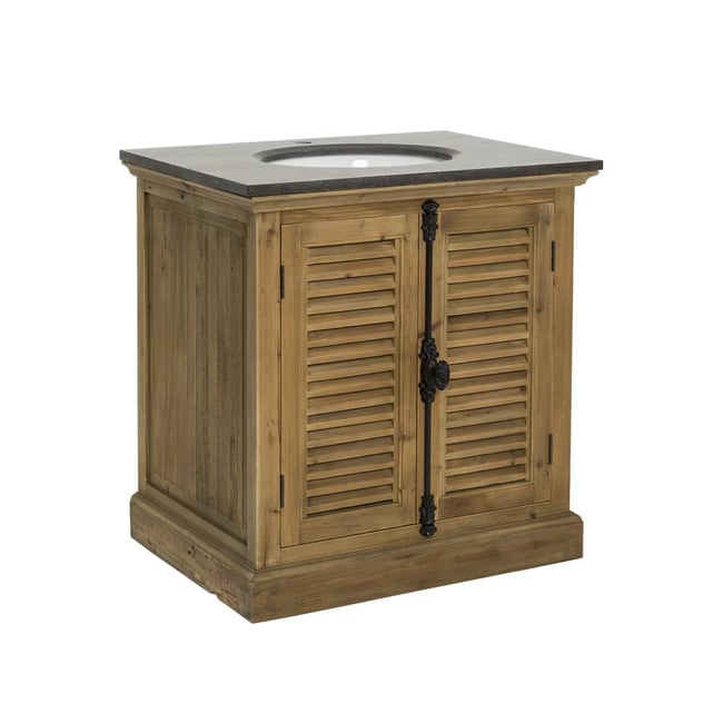 Meuble sous vasque en bois recyclé JUDE Couleur bois clair <span itemprop=
