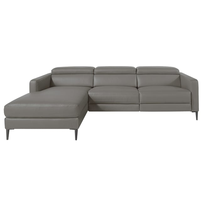 Canapé d'angle en cuir avec relax Couleur gris | acier <span itemprop=