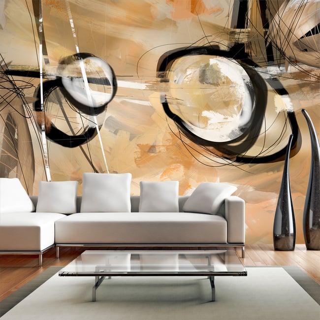 Papier peint intissé panoramique Abstractions Disharmony Couleur blanc <span itemprop=