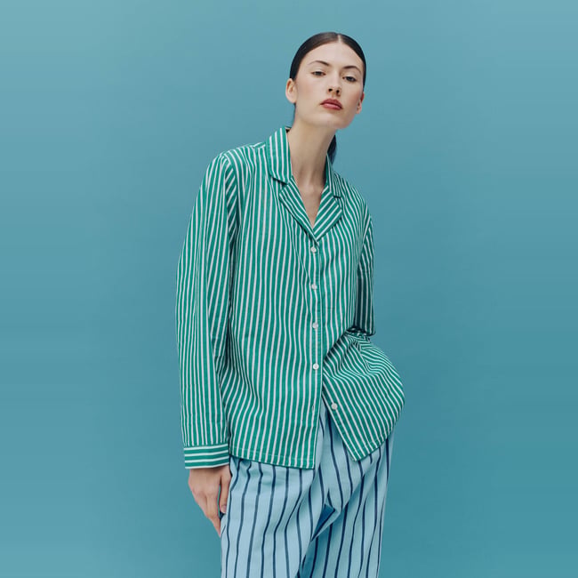Chemise rayée en coton bio GOTS bocage <span itemprop=