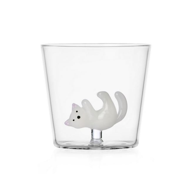 Verre à eau chat  TABBY CAT white cat Couleur blanc <span itemprop=