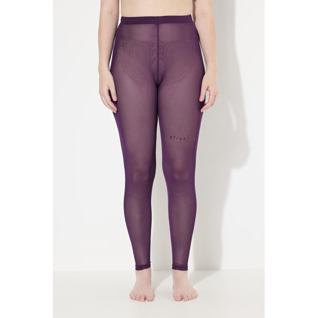 Legging-collant en mesh. Message floqué sur aubergine <span itemprop=