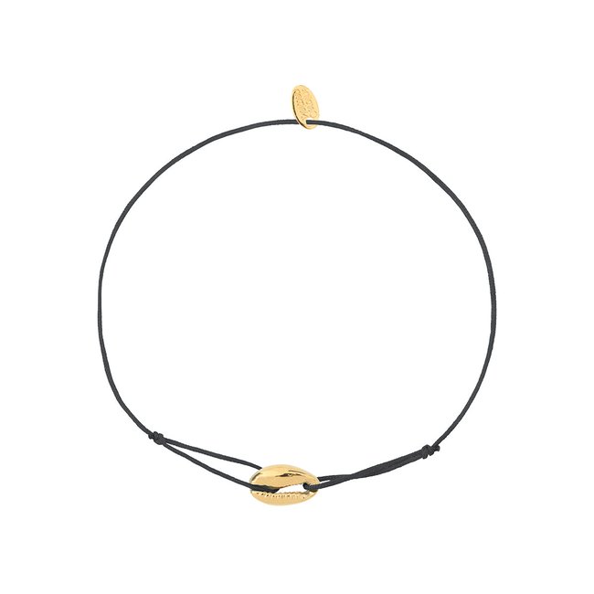 Bracelet cordon mini cauri noir doré <span itemprop=