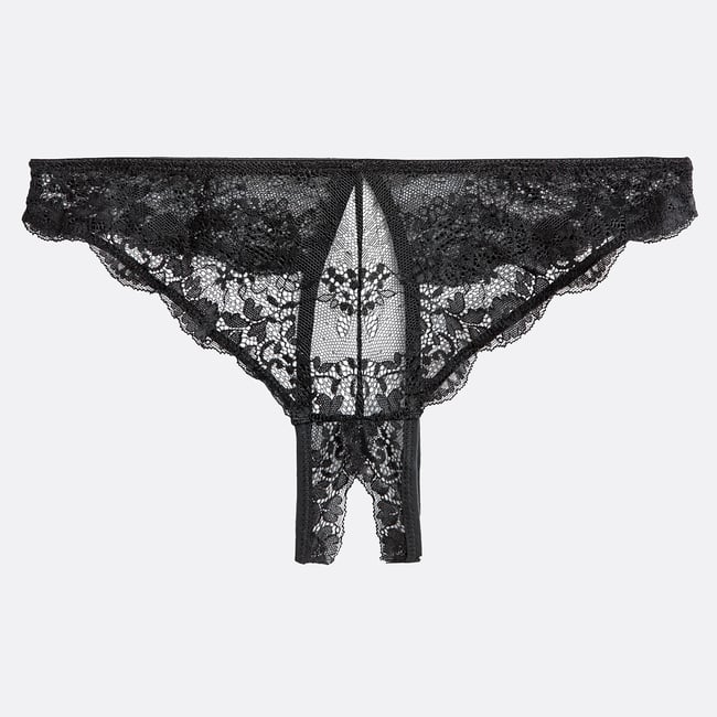 Lace Crotchless Thong black SUITE PRIVEE