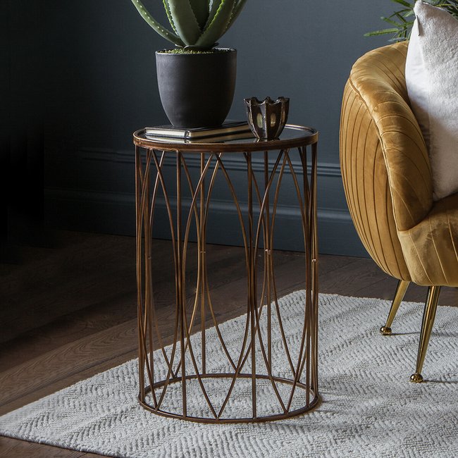 Jammu Antique Glass Side Table, gold-coloured, SO'HOME