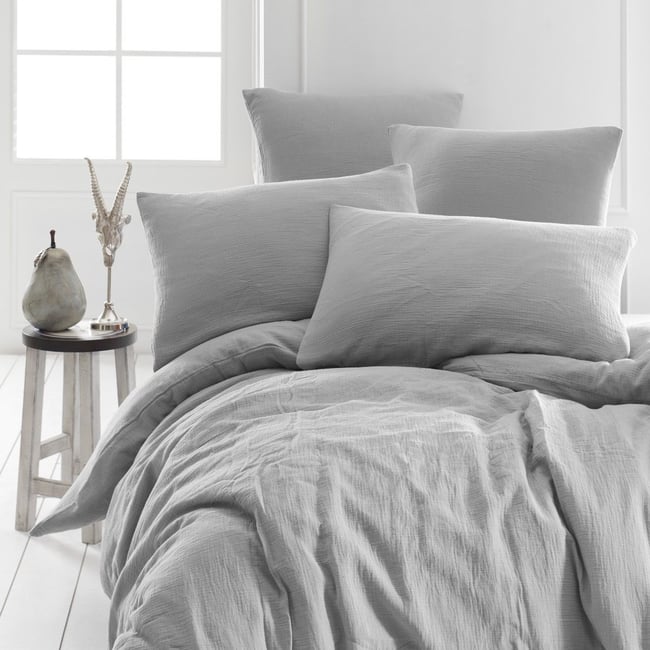 Sensei Maison Housse De Couette Gaze De Coton LOFT 240x220 Cm - Ardoise - Douceur Et Fraîcheur