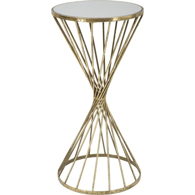 Bout de canapé en verre plateau rond GLAM Couleur doré et verre <span itemprop=