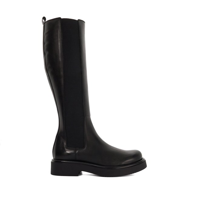 Bottes épaisses au genou - TEMMIE noir cuir <span itemprop=