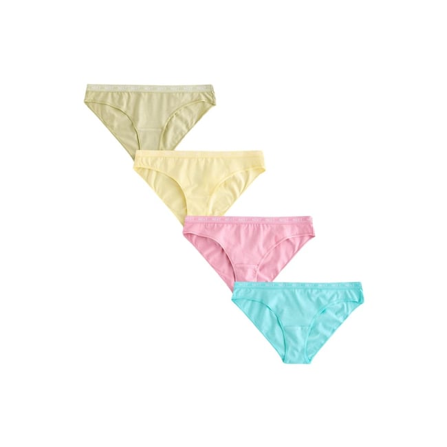 Culotte en coton à logo, lot de 4 rose/jaune/bleu/vert <span itemprop=