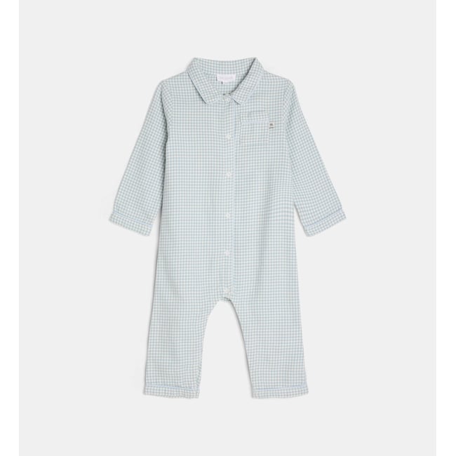 Combinaison de pyjama tasendy en flanelle de coton bio écru et multicolore <span itemprop=