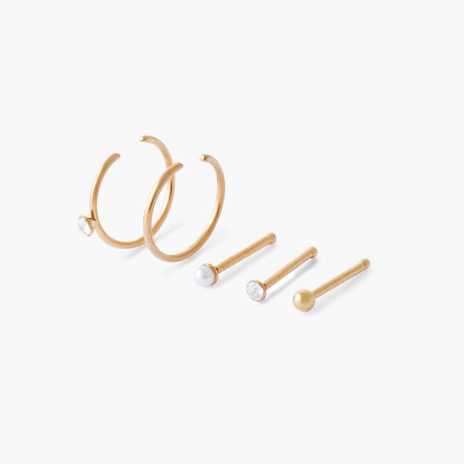 Set de 5 piercings nez studs et anneaux en acier inoxydable v019843 <span itemprop=