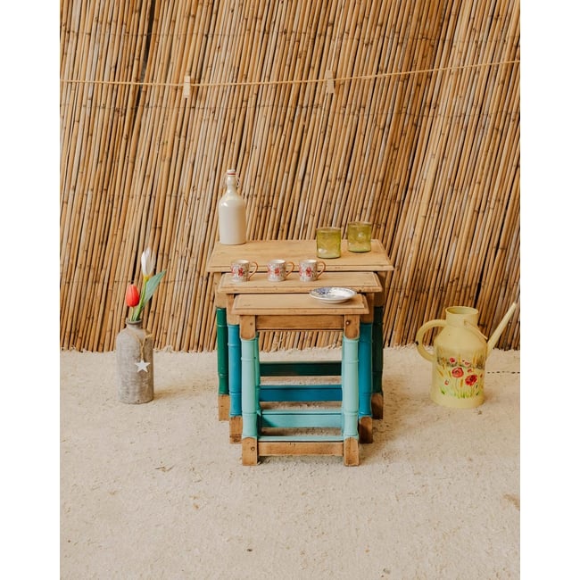 tables gigognes en bois Barbara N°215 - Bon état Couleur bois clair <span itemprop=