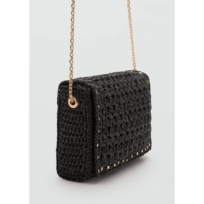 Sac bandoulière fibre naturelle à clous - MANGO