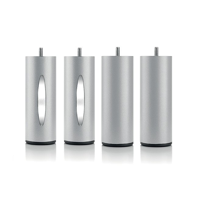 Jeu de pieds de lit cylindriques (2 lumineux + 2 métal ) Couleur gris <span itemprop=
