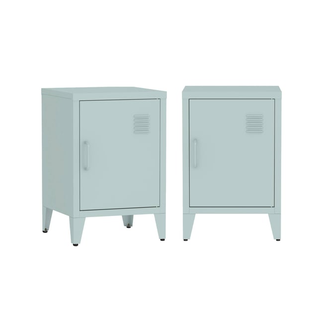 Table De Chevet Industrielle Sweeek - Acier Bleu, Dimensions 35x35x52 Cm - Pieds Réglables, Style Moderne - Idéale Chambre Ou Salon - 4