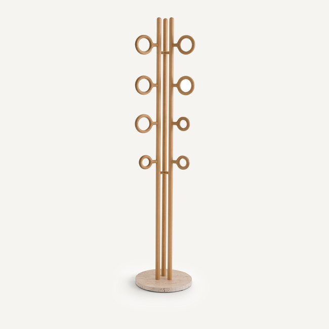 Nayati Oak and Travertine Coat Rack with Rings, natural oak, AM.PM