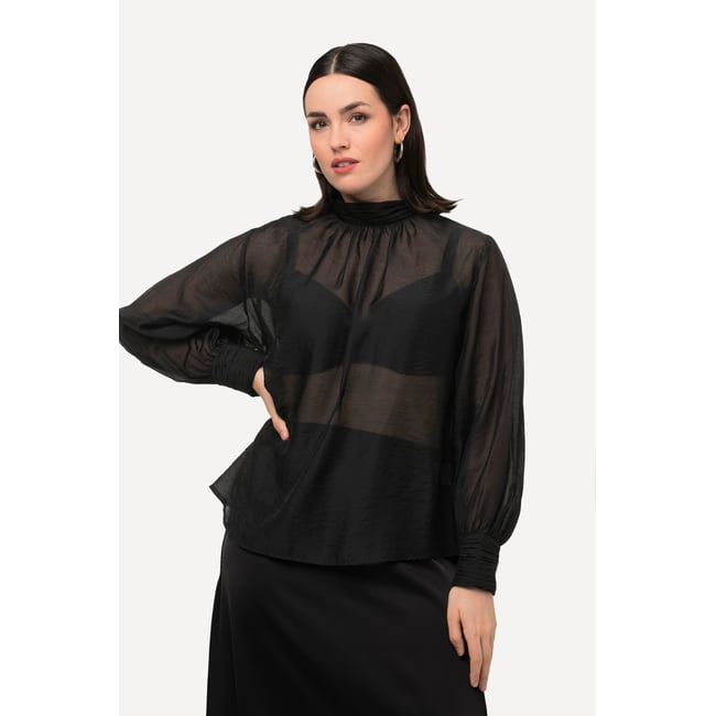 Blouse en Lyocell à manches longues et col noir <span itemprop=