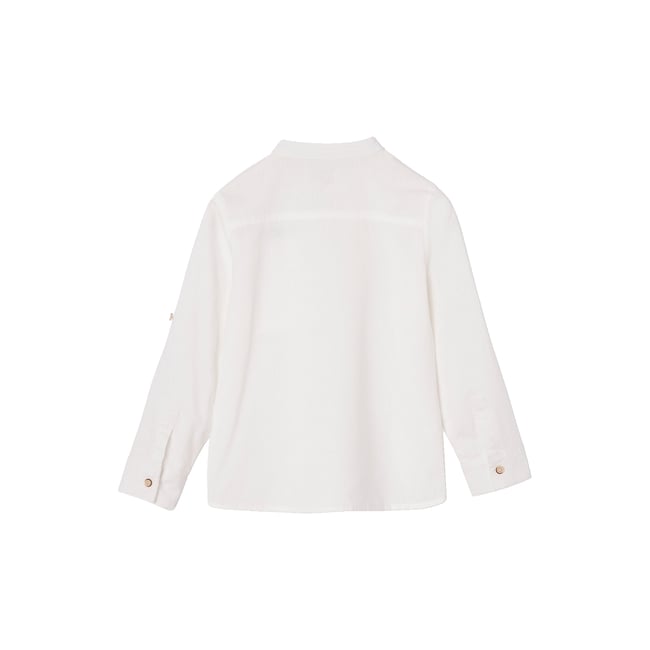 VERTBAUDET Chemise Col Mao Garçon Coton Lin - Manches Retroussables Blanc 5A