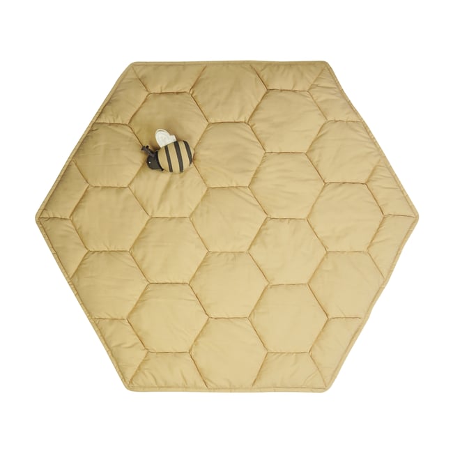 Tapis de jeu nid d'abeille en coton PLANET BEE Couleur jaune <span itemprop=