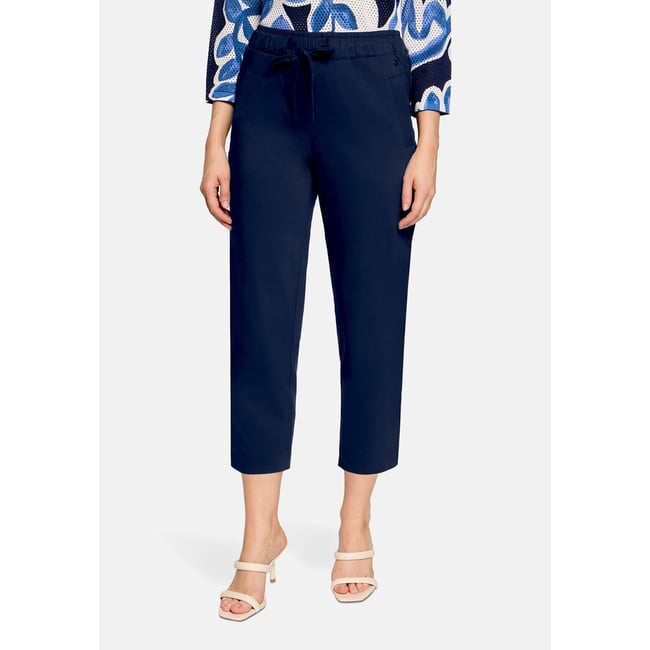 Pantalon casual à taille élastique navy blue <span itemprop=