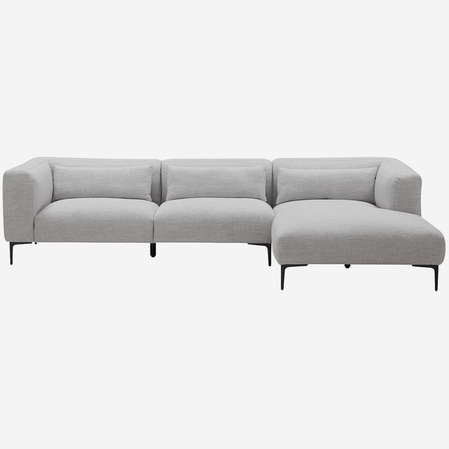Canapé d'angle avec coton et lin garni de plumes TESSIE Couleur gris <span itemprop=