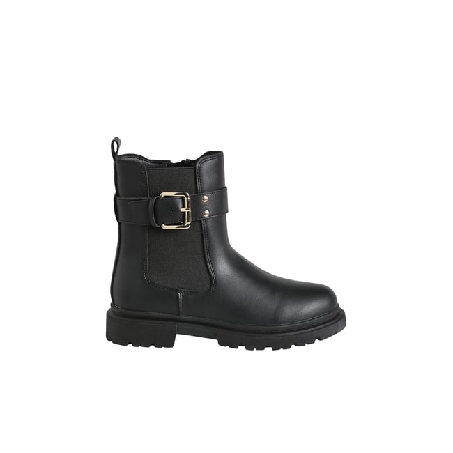 Boots zippées synthétique noir <span itemprop=