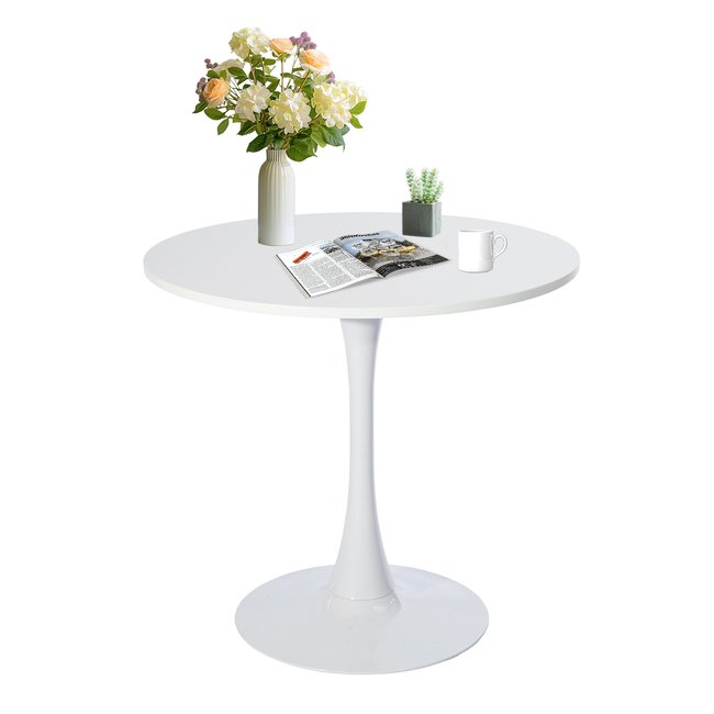 Table à manger ronde 4 personnes moderne,CLIFT Couleur blanc <span itemprop=