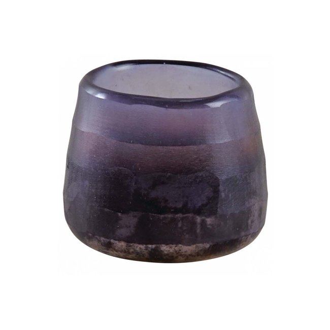 Photophore rond en verre teinté violet Couleur violet <span itemprop=
