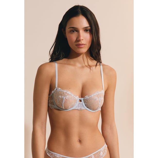 Soutien-gorge N.9 - Balconnet en broderie FLOWERS bleu clair <span itemprop=