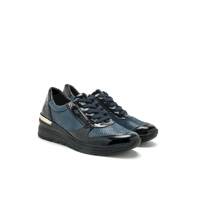 Derbies zippés avec lacets bleu <span itemprop=