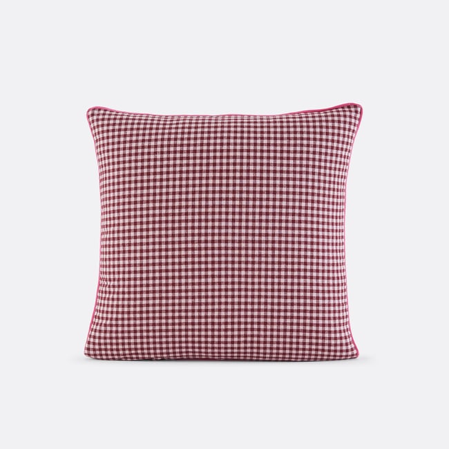 Funda de almohada infantil, en franela de algodón, de cuadros, VICHY FLANELLE cuadros burdeos <span itemprop=