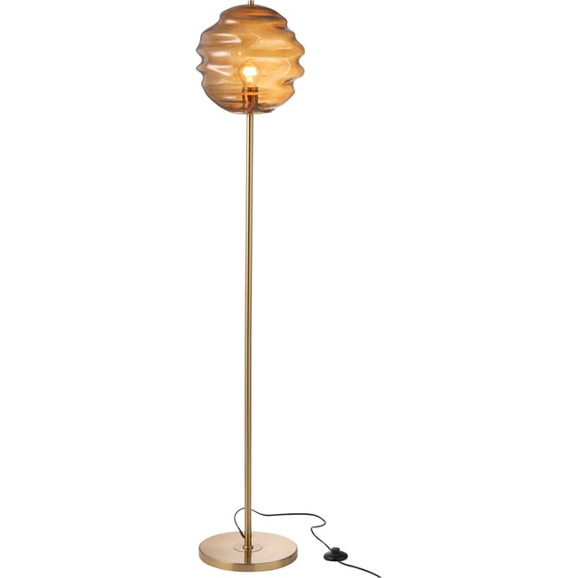Lampadaire en verre forme ruche ronde Couleur verre marron doré élégant <span itemprop=