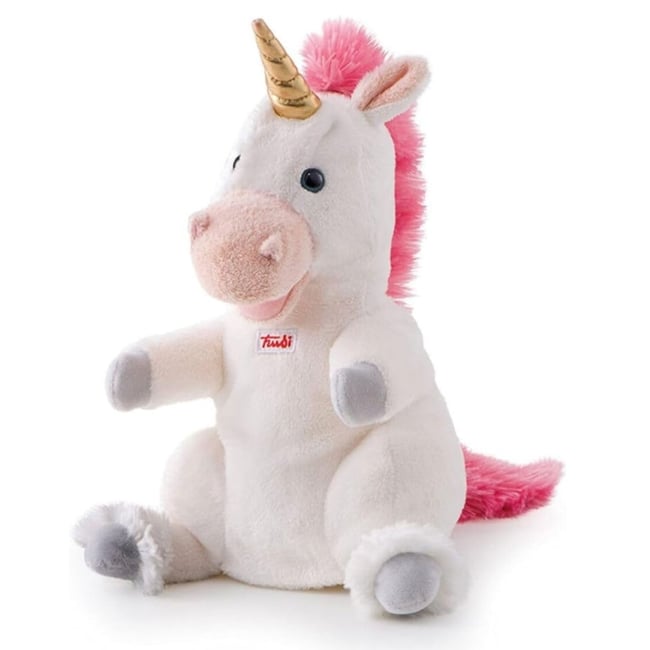 Marionnette Licorne Trudi – Peluche Douce 17x30x17 Cm – Pour Théâtre Et Histoires Enfants – Lavable En Machine