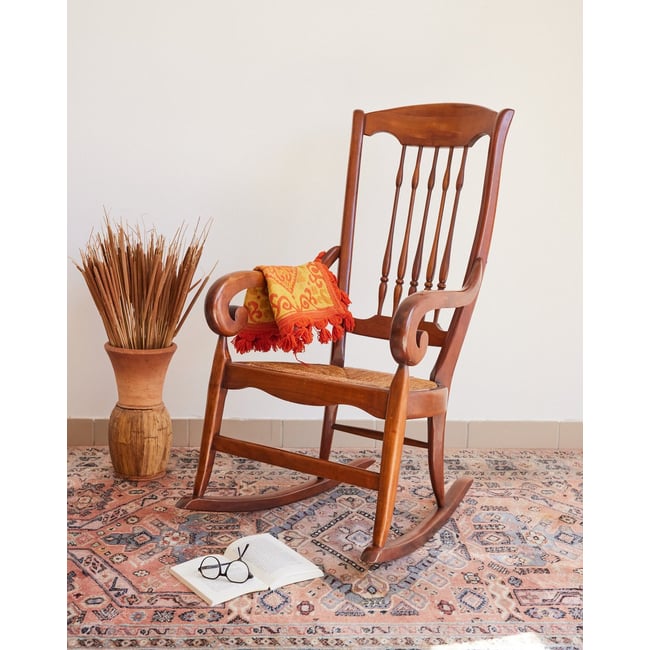 Rocking-chair en bois Alibert N°89 - Bon état Couleur bois clair <span itemprop=