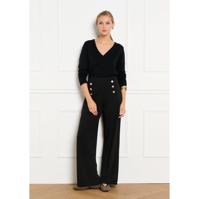 Pantalon large esprit officier noir <span itemprop=