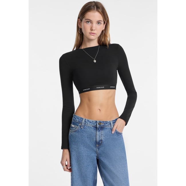 Crop Top Avec Bande Logo noir <span itemprop=