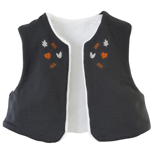 Gilet reversible sans manches look rentrée beige <span itemprop=