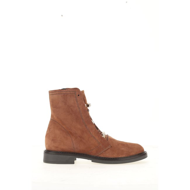 Stiefeletten aus Wildleder, Modeschmuck vorne cognac <span itemprop=