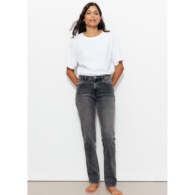 Jean slim taille mi-haute jeans gris <span itemprop=