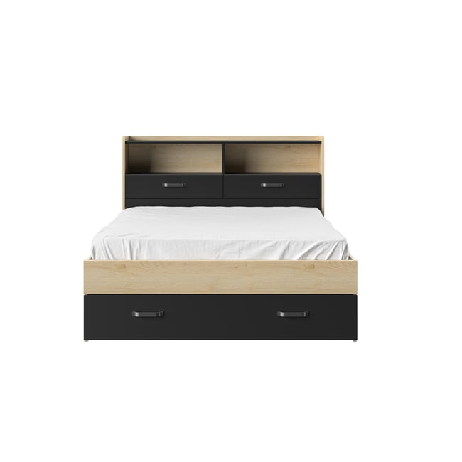 Lit adulte avec rangement Couleur beige <span itemprop=