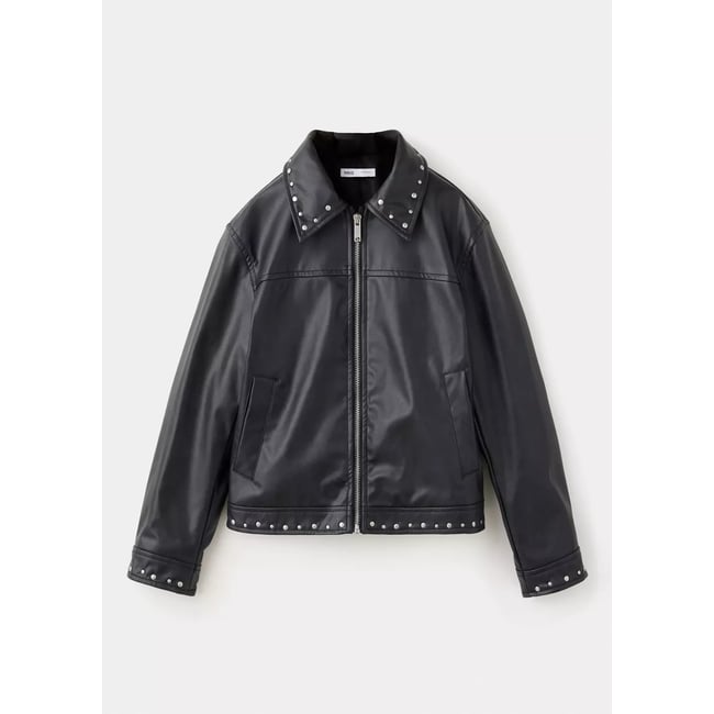 Veste effet cuir à clous noir <span itemprop=