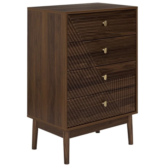 Commode Marron 4 Tiroirs Avec Poignées Dorées Couleur marron <span itemprop=