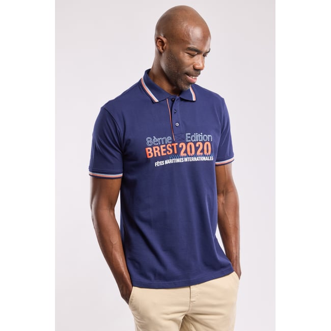 Polo Brest 2020 - maille piquée navy <span itemprop=