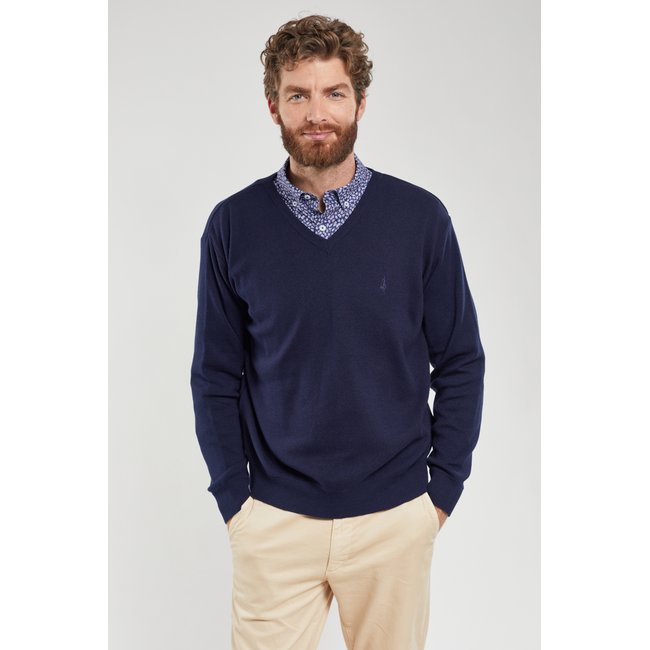 Pull col V en coton BERAC - GUY DE BERAC
