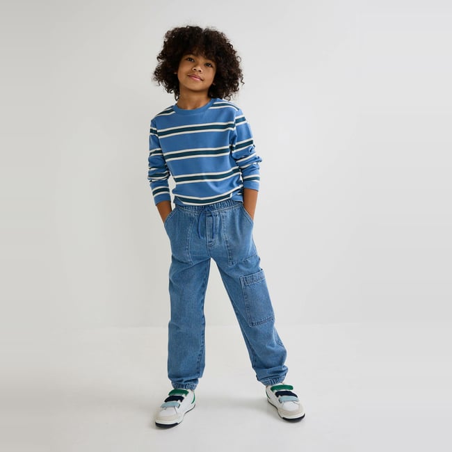 Jean cargo élastiqué contenant du coton BIO GOTS - MONOPRIX