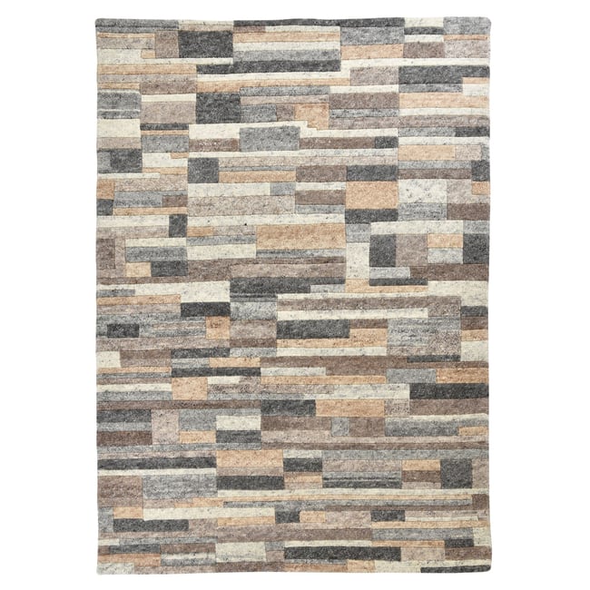 Tapis en laine vierge noué à la main avec motifs géométriques - Medan Natur Couleur natural <span itemprop=